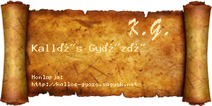 Kallós Győző névjegykártya